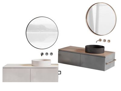 现代悬挂式洗手台 镜子