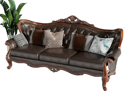 欧式皮质多人沙发