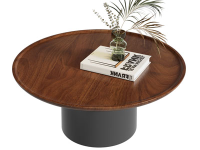 现代木质圆形茶几3d模型 现代木质圆形茶几