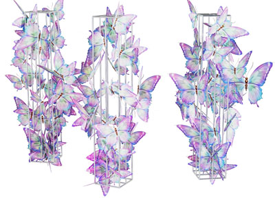 现代蝴蝶装饰架 美陈 摆件组合