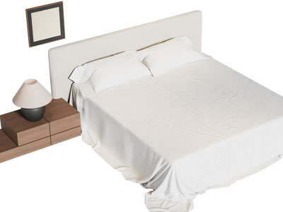 现代双人床 床头柜