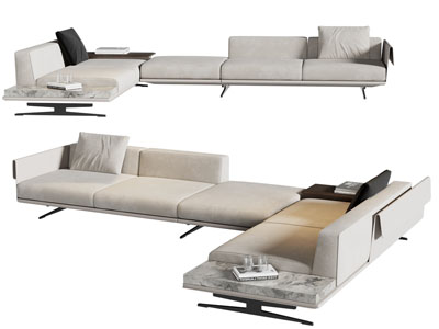 现代转角多人沙发