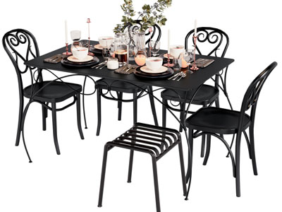 法式长方形餐桌椅组合