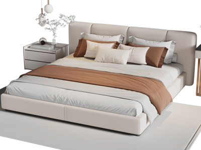现代双人床 床头柜