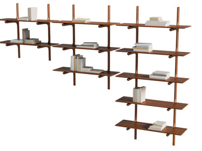 现代墙面实木隔板书架 置物架 书柜