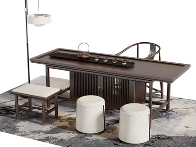 新中式实木茶桌椅组合