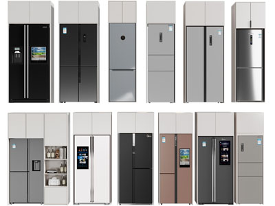 现代电冰箱 高柜 橱柜3d模型 现代电冰箱 高柜 橱柜