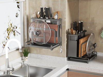 现代砧板 锅盖 刀具厨具收纳架
