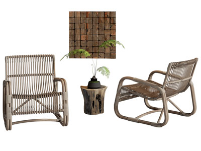 侘寂风休闲椅子 边几 装饰挂画