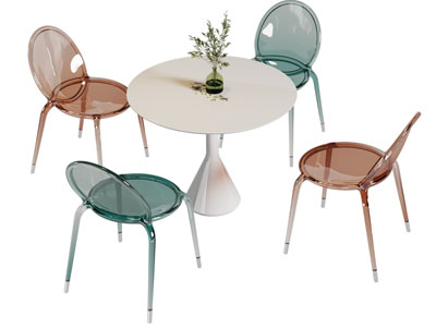 现代亚克力休闲餐桌椅组合