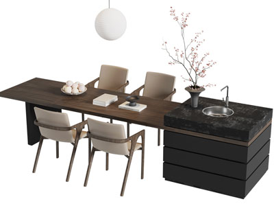 侘寂风吧台餐桌椅组合