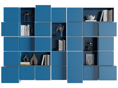 现代蓝色方块拼接装饰柜 书柜