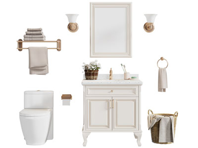 欧式洗手台 马桶 毛巾架 浴室镜子