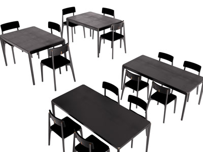 现代长方形餐桌椅组合