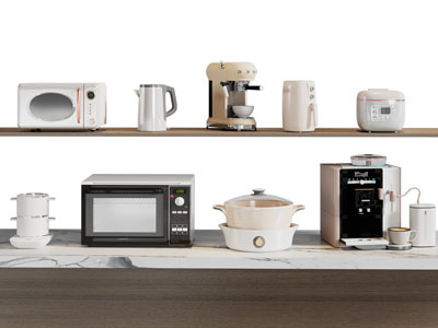 现代咖啡机 烤箱 微波炉厨房电器3d模型 现代咖啡机 烤箱 微波炉厨房电器