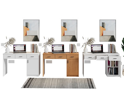 现代办公桌 书桌椅组合3d模型 现代办公桌 书桌椅组合