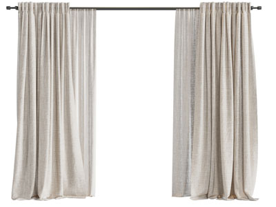 现代布艺窗帘窗纱3d模型 现代布艺窗帘窗纱