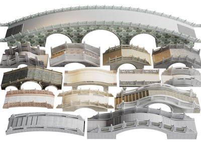 新中式石雕栏杆的石桥 景观园林桥3d模型 新中式石雕栏杆的石桥 景观园林桥