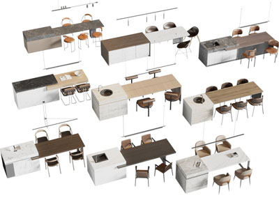 现代吧台餐桌椅组合