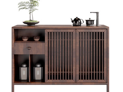 新中式茶柜 边柜3d模型 新中式茶柜 边柜