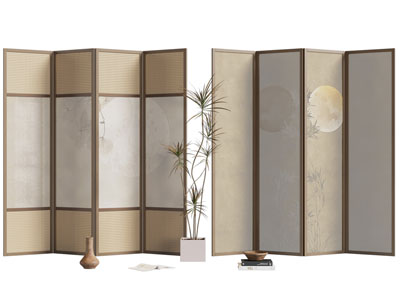 侘寂风屏风3d模型 侘寂风屏风