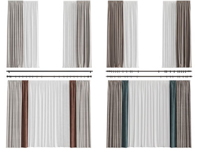 现代窗帘窗纱3d模型 现代窗帘窗纱