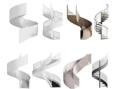 现代旋转楼梯3d模型 现代旋转楼梯