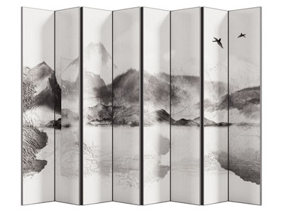 新中式山水图案的屏风3d模型 新中式山水图案的屏风