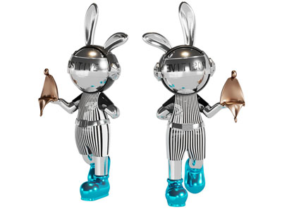 现代兔子雕塑雕刻 摆件组合3d模型 现代兔子雕塑雕刻 摆件组合