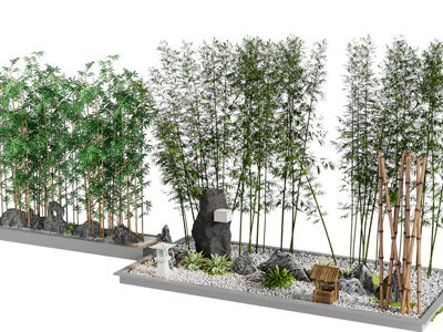 新中式花坛 花池 竹子景观园艺小品