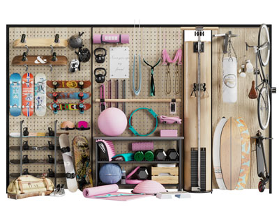 现代墙面洞洞眼收纳架 墙饰 体育用品