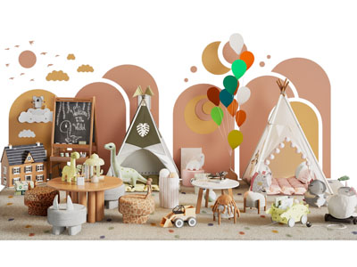 现代儿童帐篷 儿童桌椅组合 玩具 儿童黑板