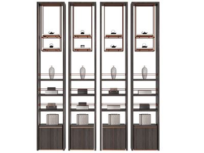 新中式装饰柜 博古架 茶壶 茶具杯子