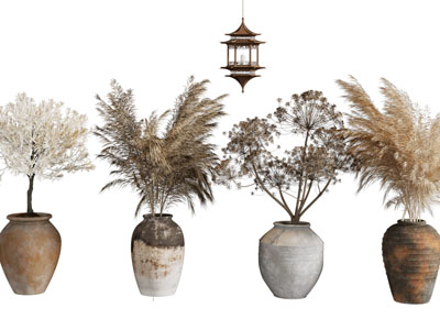 侘寂风陶艺花瓶花卉 摆件组合