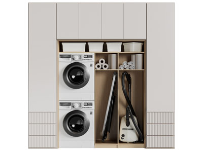 现代阳台洗衣机收纳柜 家政整理柜