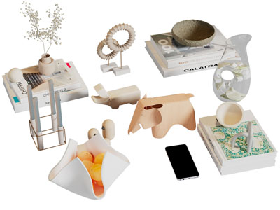 现代书本 烛台 饰品摆件组合