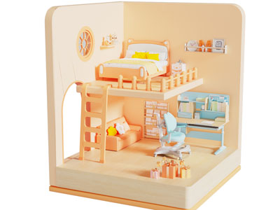 现代卡通场景 卧室