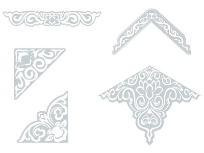 新中式民族风雕花元素 角花 墙饰