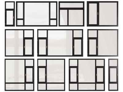 现代金属边框玻璃平开窗户3d模型 现代金属边框玻璃平开窗户