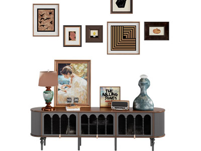 法式电视柜 摆件组合 装饰挂画