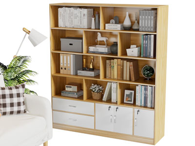 现代实木装饰书柜