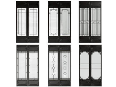 新中式玻璃双开门 推拉门 房门3d模型 新中式玻璃双开门 推拉门 房门
