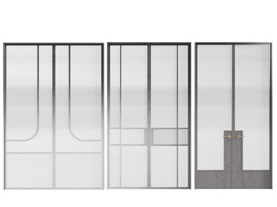 现代玻璃平开门 推拉门 双开门3d模型 现代玻璃平开门 推拉门 双开门