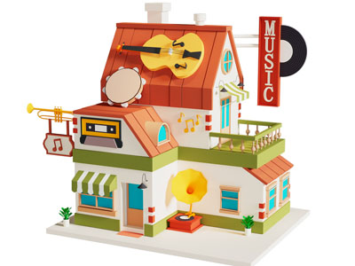 现代卡通建筑场景