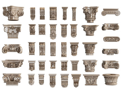 欧式雕花柱头 柱托 装饰构件3d模型 欧式雕花柱头 柱托 装饰构件