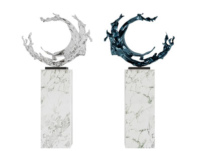 现代水花雕塑雕刻 摆件组合