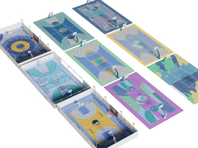 现代篮球场 排球场 体育设备设施3d模型 现代篮球场 排球场 体育设备设施