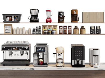 现代咖啡机 咖啡豆3d模型 现代咖啡机 咖啡豆