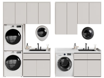 现代阳台洗衣机收纳柜