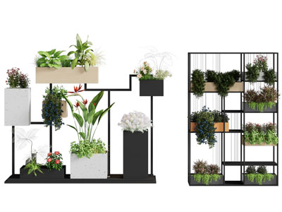 现代花架 盆栽植物